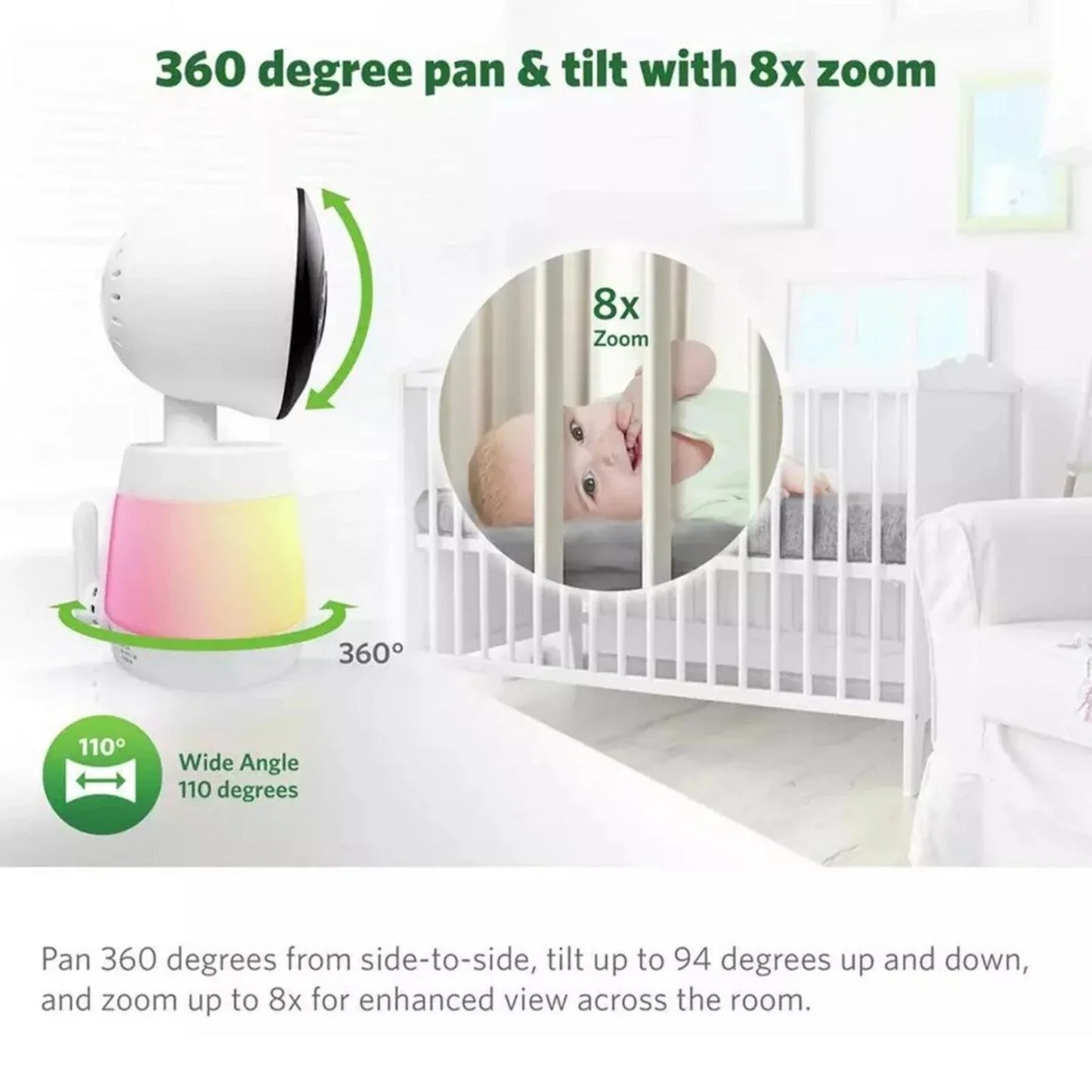 LeapFrog LF2936FHD Touch Screen Wi-Fi Smart Baby Monitor 5.5" 1080p Full HD Colour Display