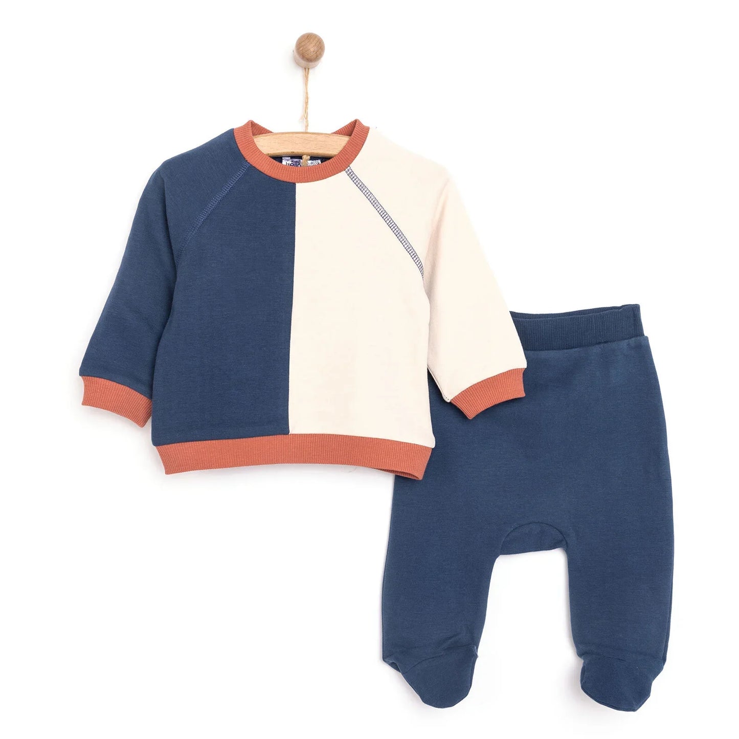 HelloBaby Newborn Colour Block Sweatshirt - Navy Blue