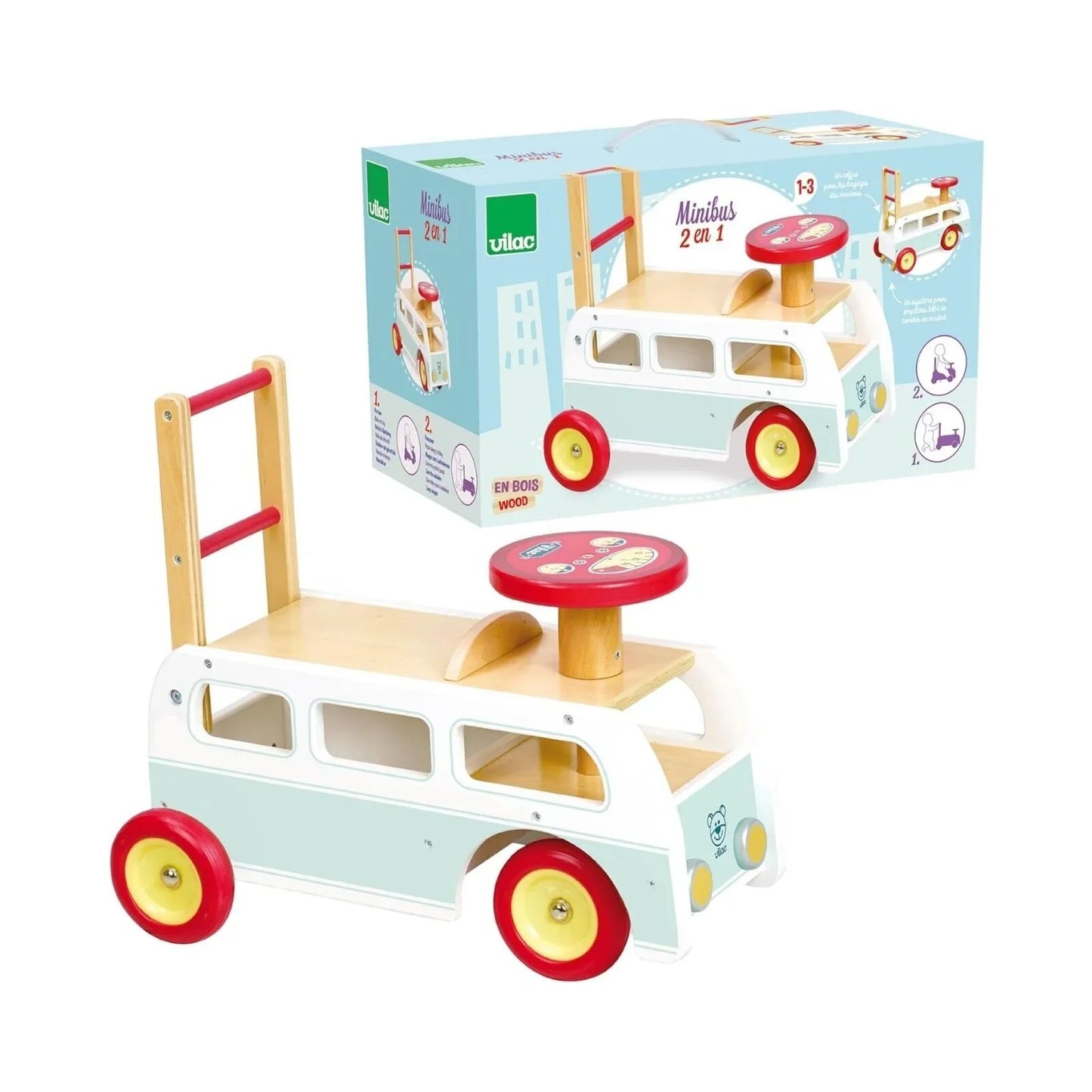 Vilac 2-in-1 Retro Wooden Camper Van