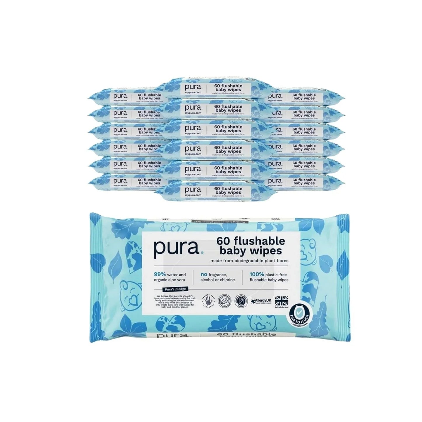Pura Wipes Flushable 18x60 pcs