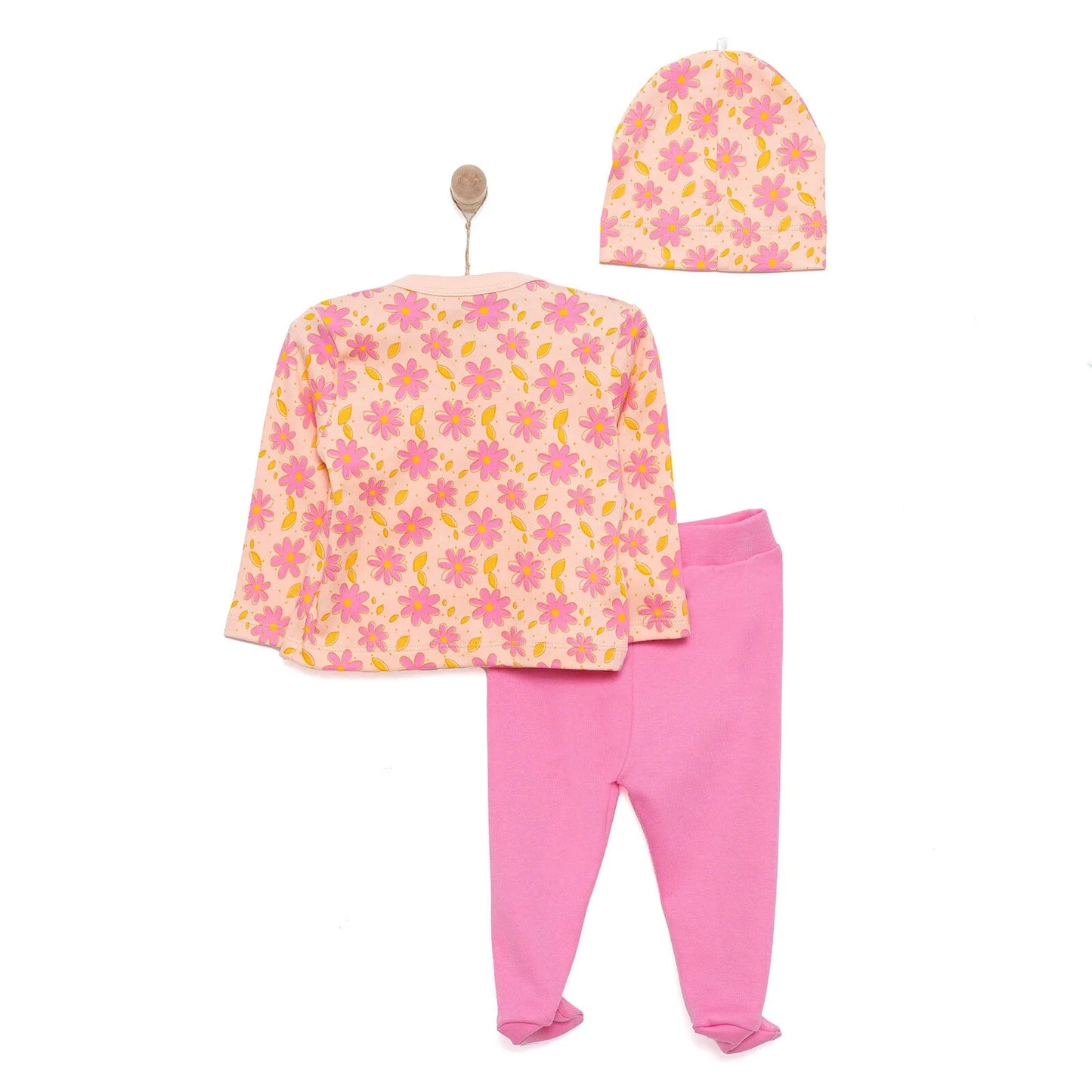 HelloBaby Girl Wrapover Top-Hat-Footed Bottom - Salmon