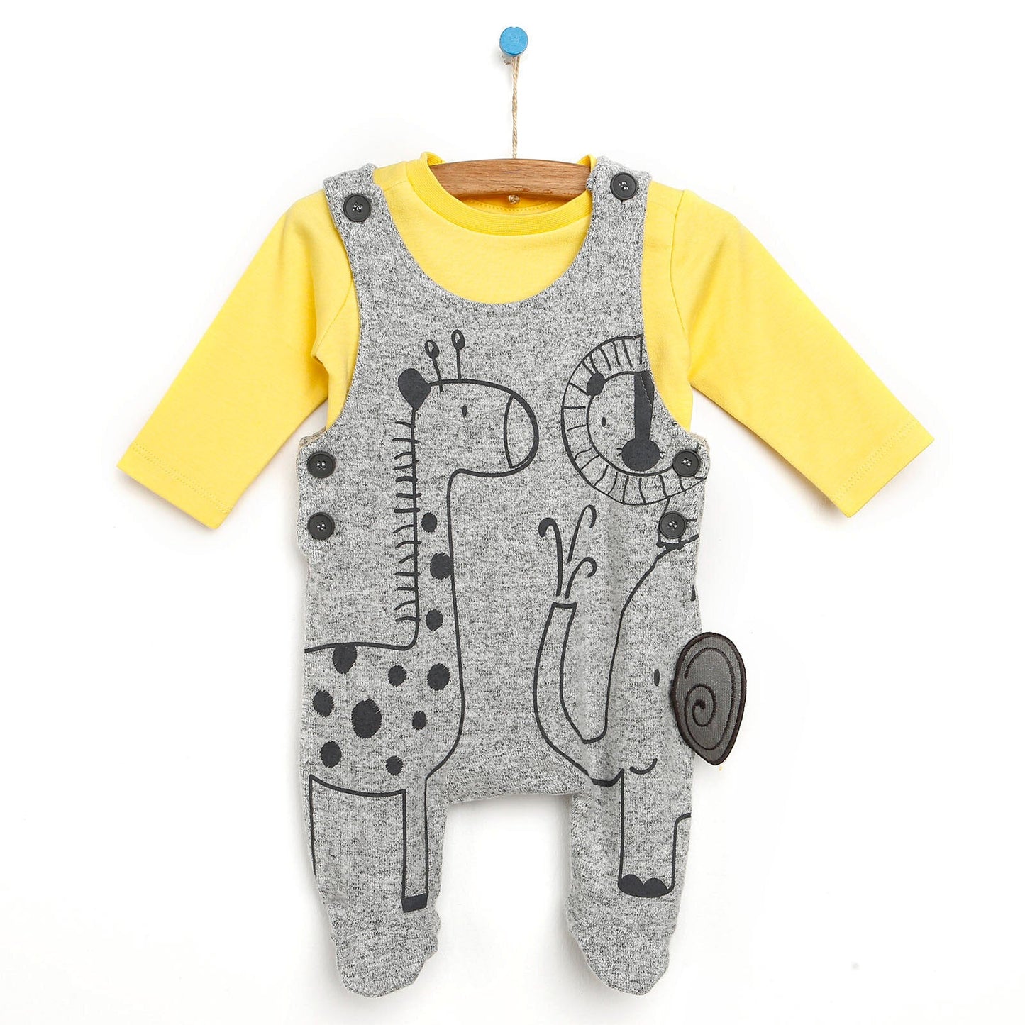 For My Baby Newborn Wild Overalls-Sweatshirt - Grey Melange