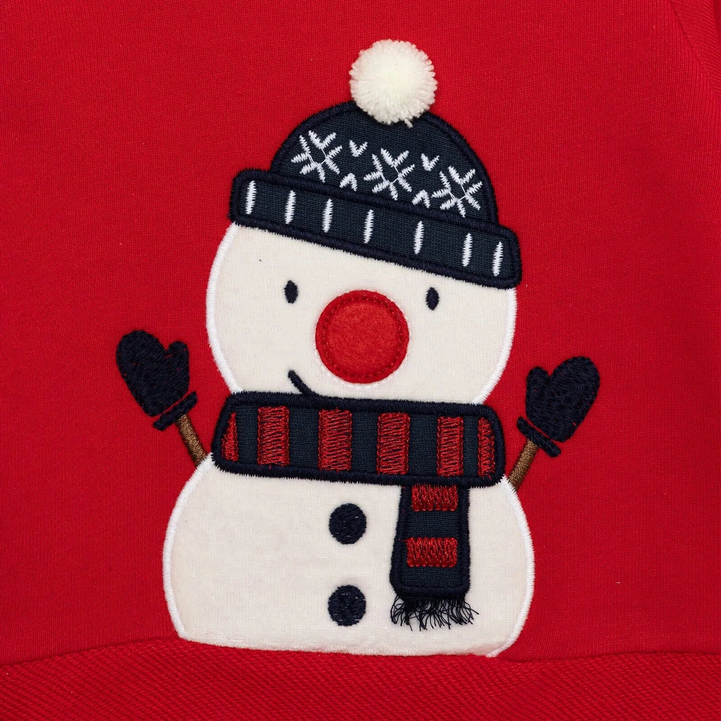 HelloBaby Snowman Sweatshirt-Footed Bottom - Red