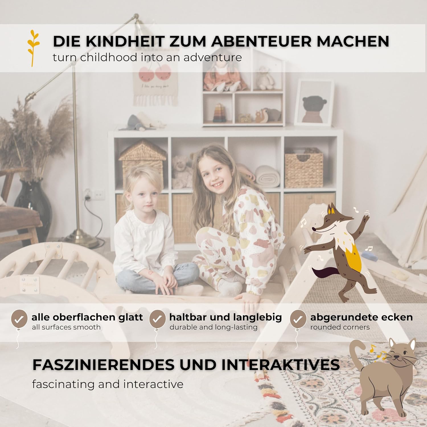 MAMOI® Climbing Frame Climbing Triangle Indoor 4 in 1 SET. Montessori climbing arch with cushions, indoor playground 1-3 years and slide for children.-4