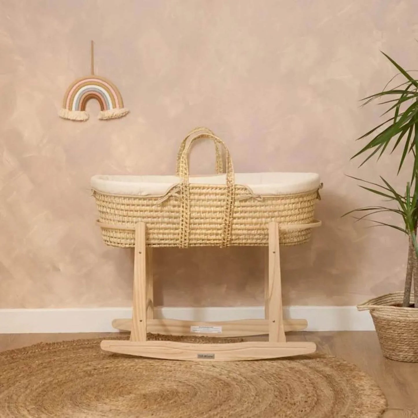 Clair de Lune Cream Organic Palm Moses Basket - Cream