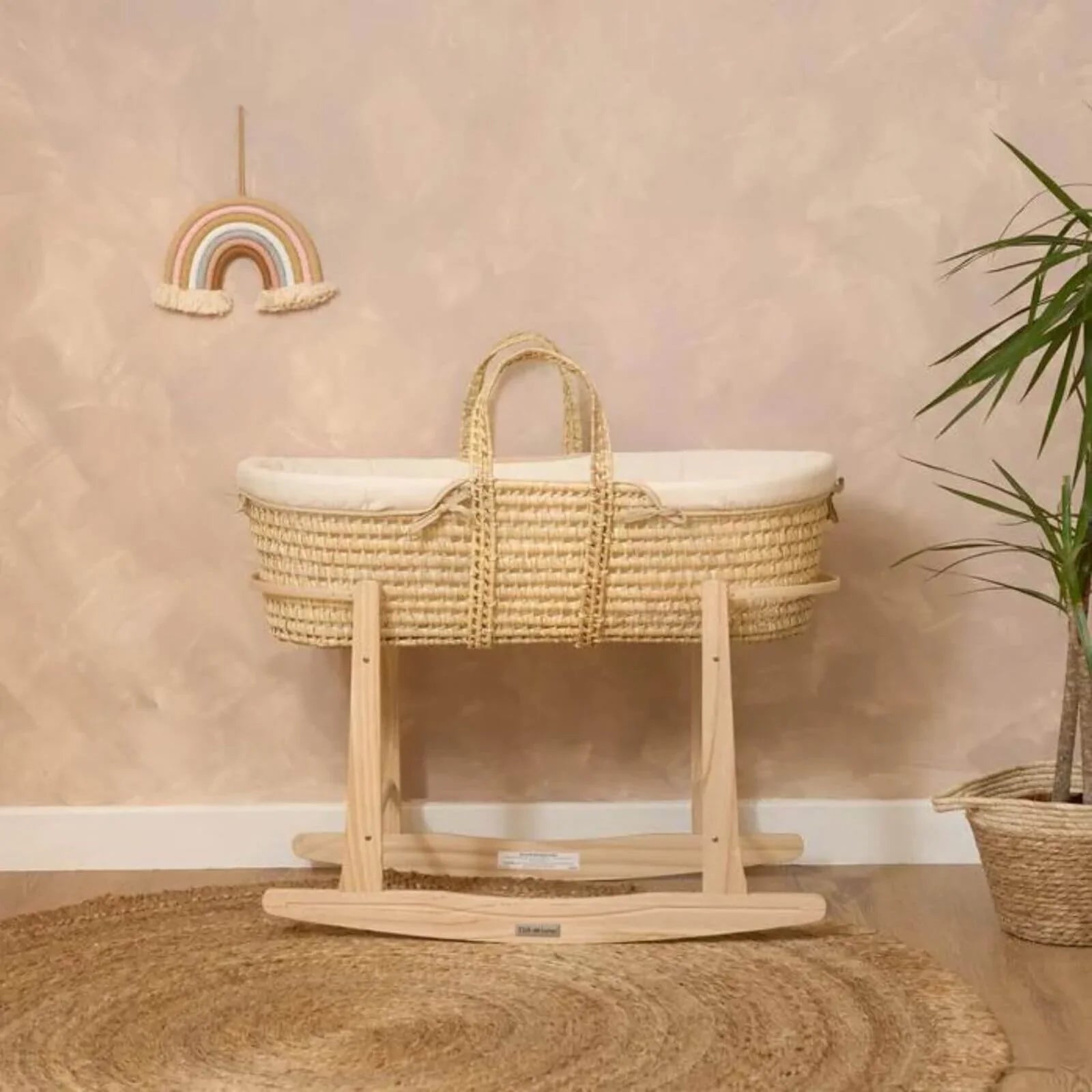 Clair de Lune Cream Organic Palm Moses Basket - Cream