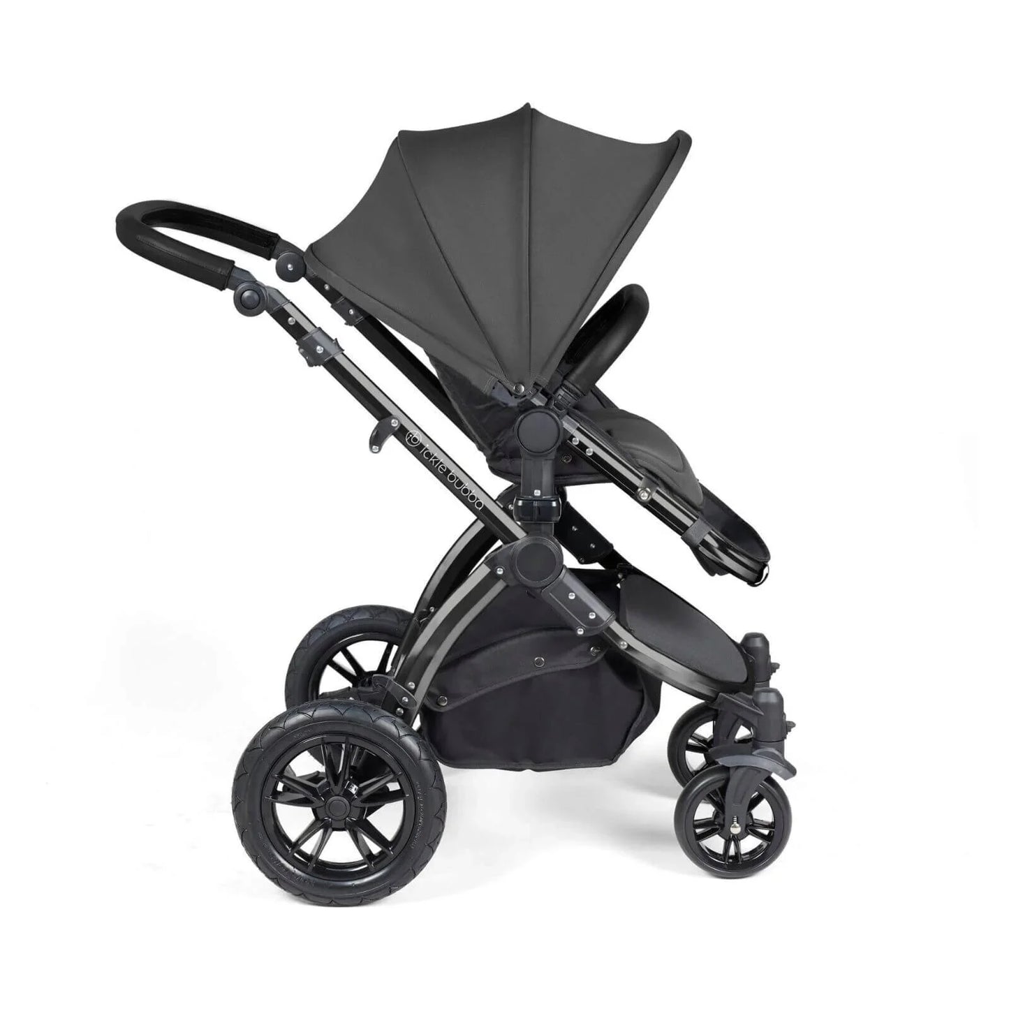 Ickle Bubba Stomp Luxe 2-in-1 Pushchair & Carrycot - Black/Charcoal Grey/Black