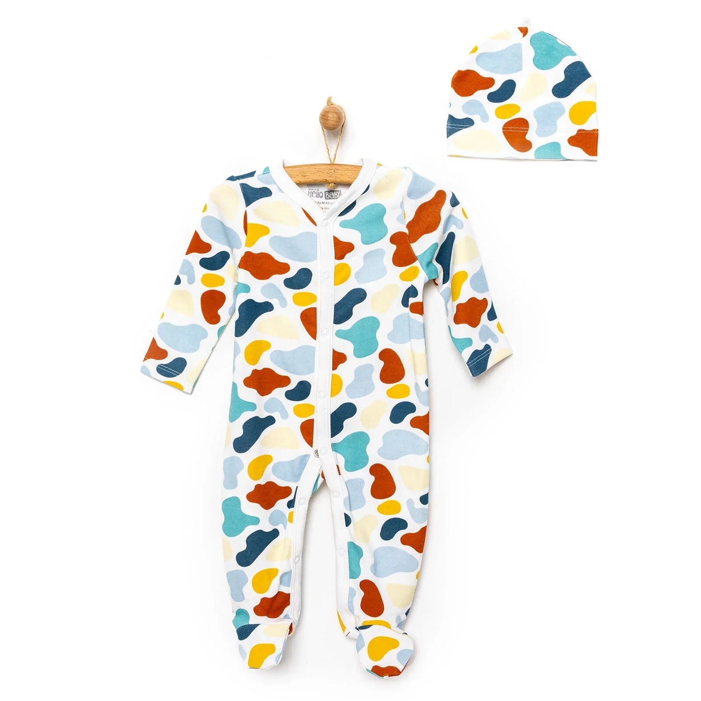 HelloBaby Footed Jumpsuit with Hat - Blue