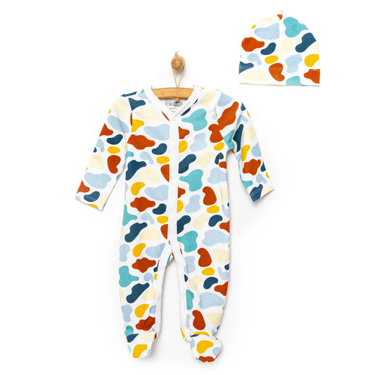 HelloBaby Footed Jumpsuit with Hat - Blue