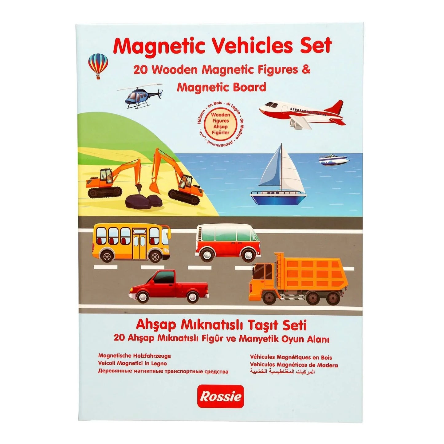 Rossie Wooden Magnetic Vehicle Playset