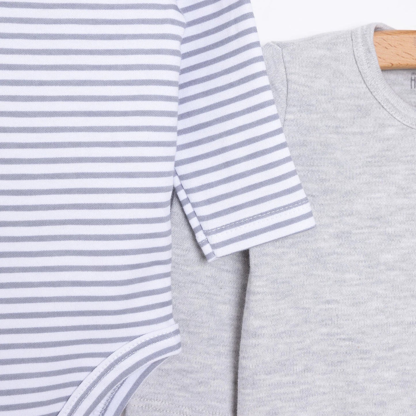 HelloBaby Boy 2-Pack Long Sleeve Bodysuit - Grey Melange