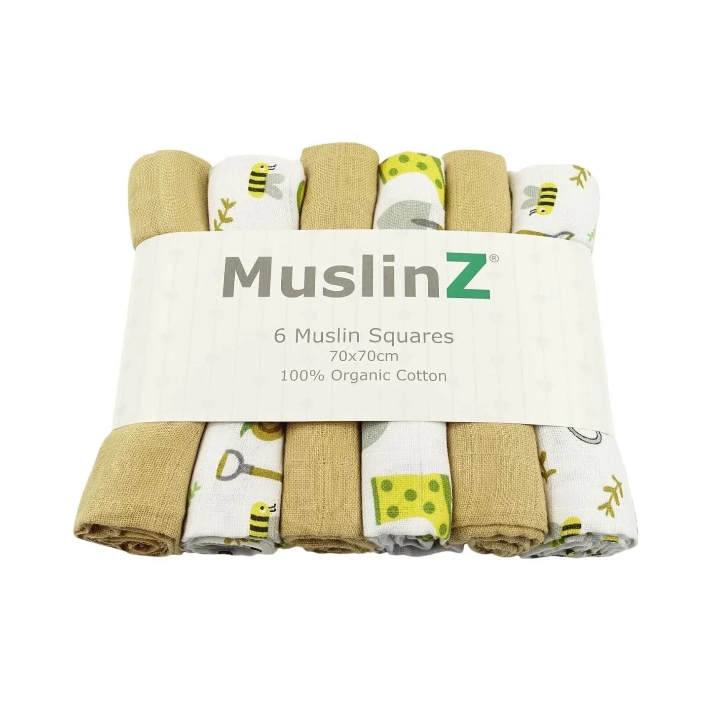 MuslinZ 6 Pack Organic Cotton Muslin Squares 70x70cm - Garden