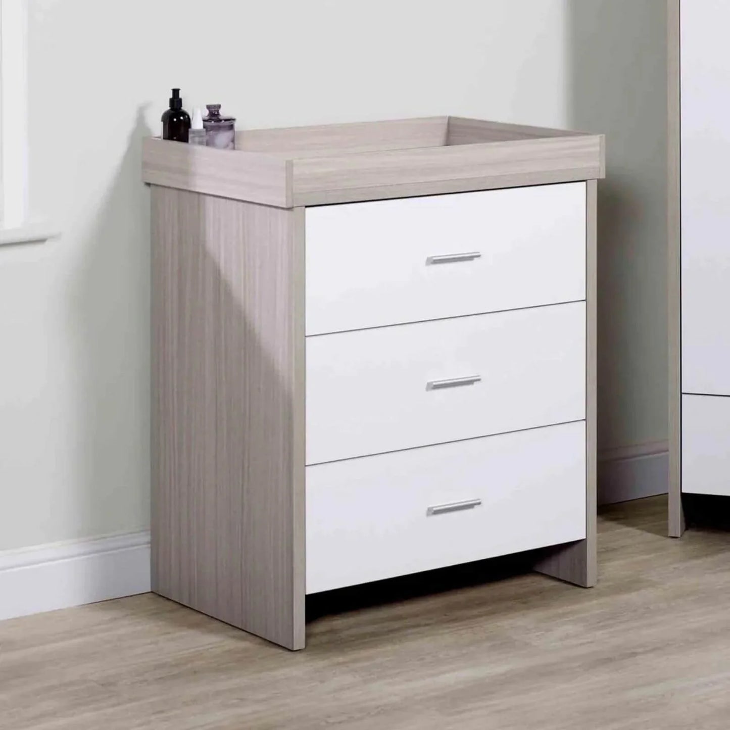 Ickle Bubba Pembrey Changing Unit & Chest - Ash Grey & White