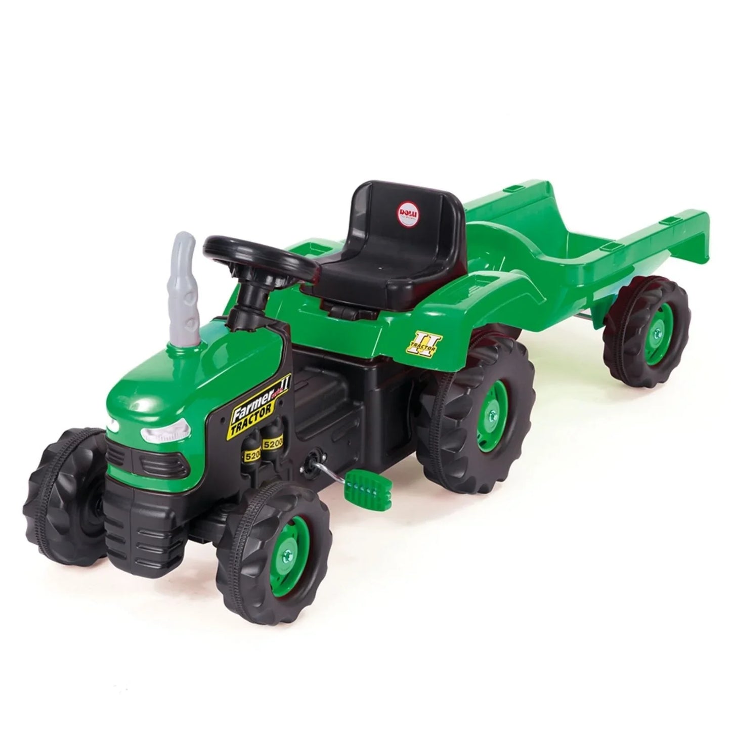 Outlet - Dolu Ride On Pedal Tractor & Trailer - Green