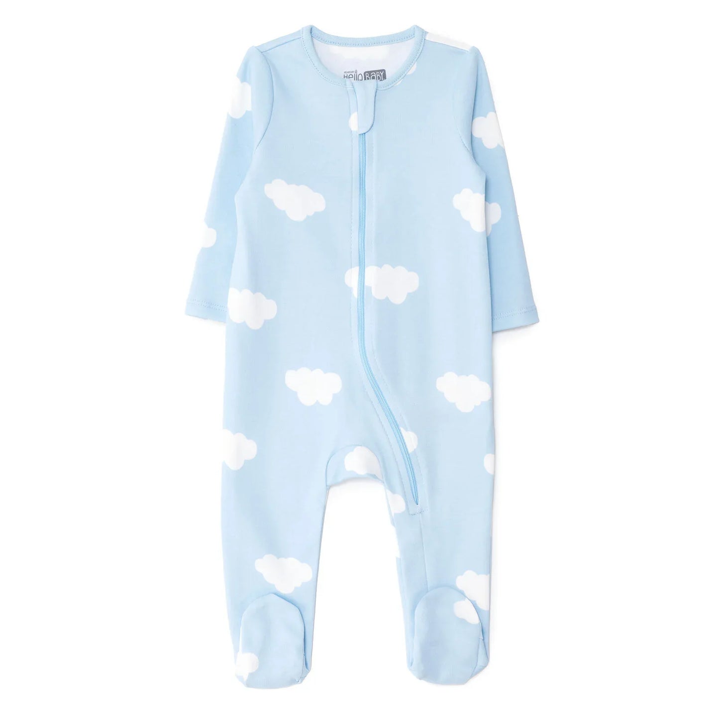 HelloBaby Newborn Footed Jumpsuit - Light Blue