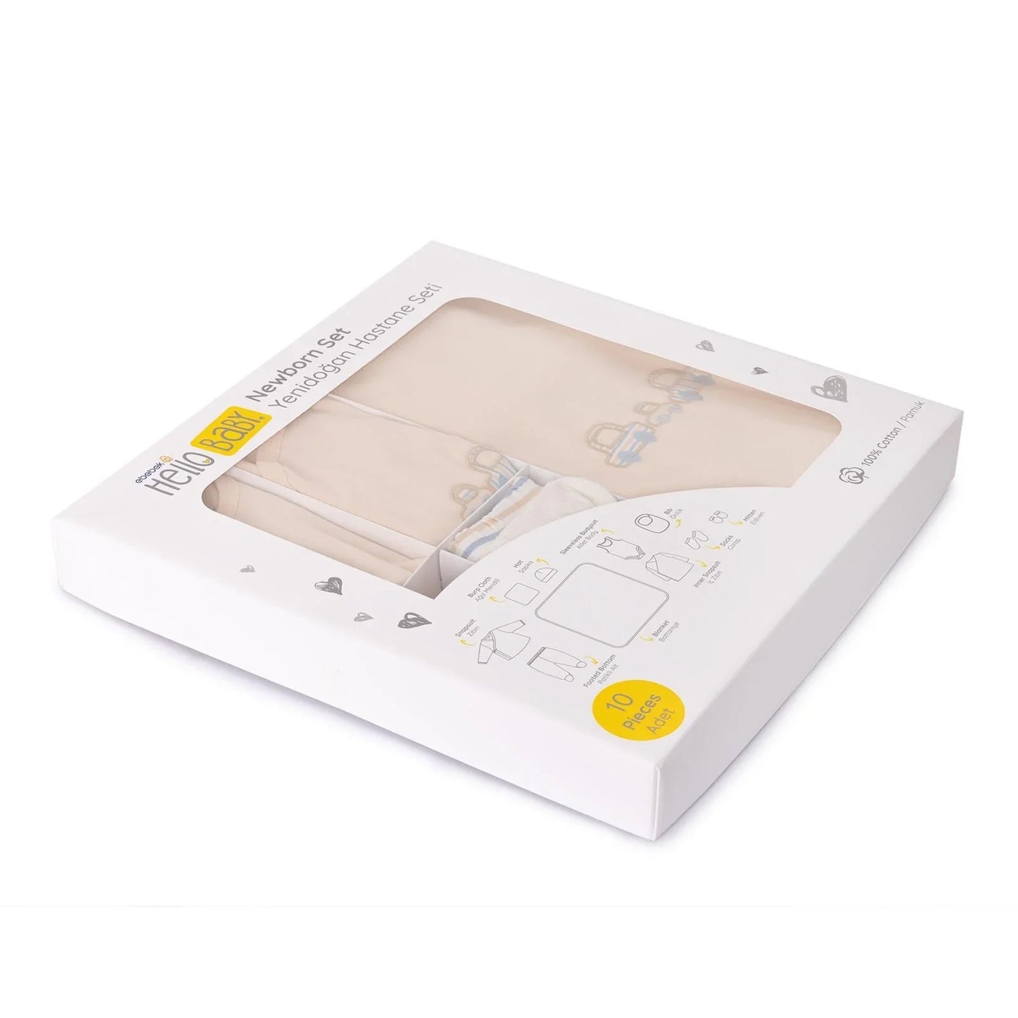 HelloBaby Boy 10 piece Newborn Set - Ecru