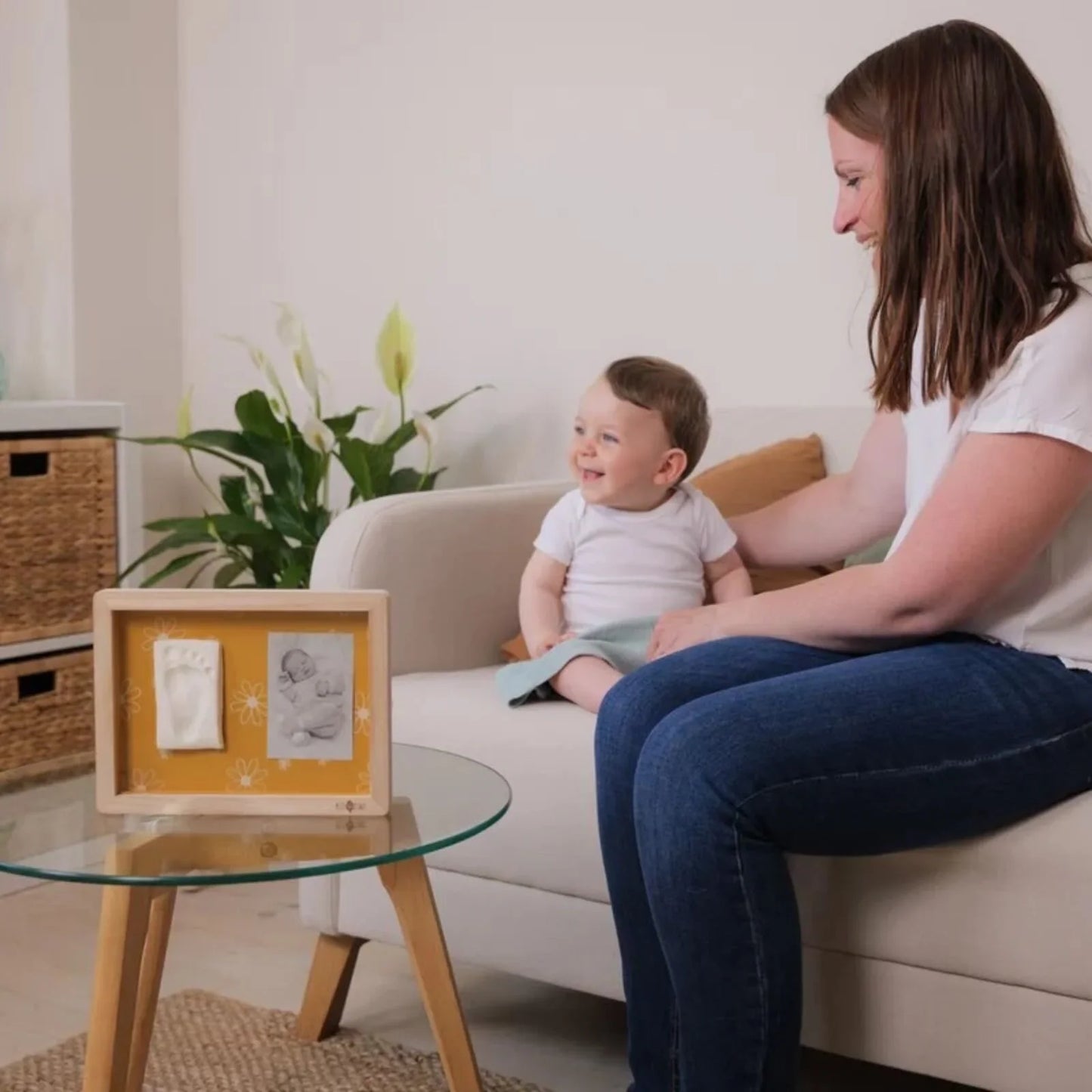 Petit Artichaut Classic Frame with Hand & Foot Imprints - Daisy Ochre