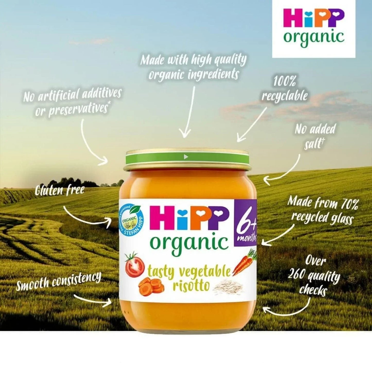 HiPP Organic Tasty Vegetable Risotto Baby Food Jar 6+ months 125g