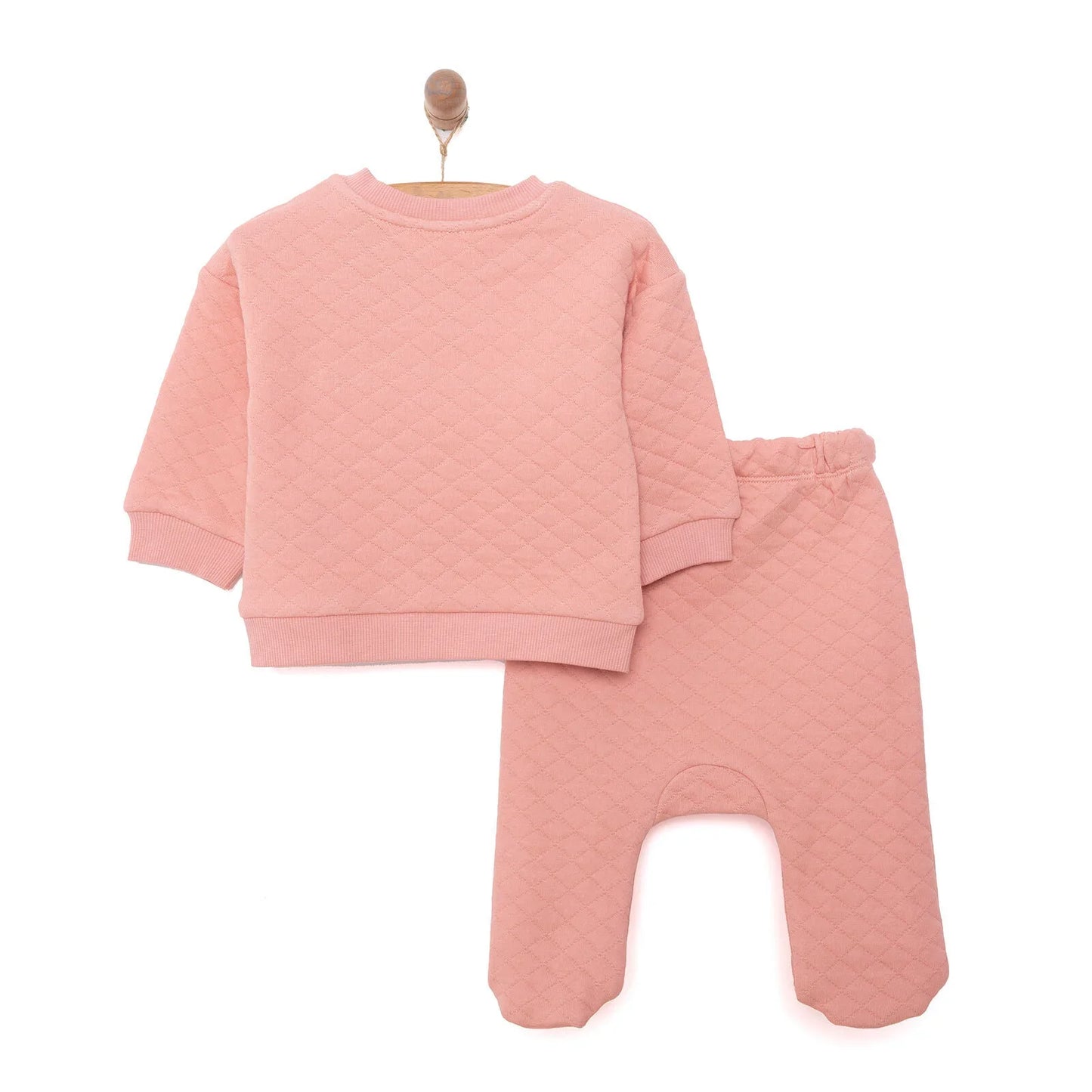 HelloBaby Newborn Quilted Sweatshirt-Footed Bottom - Dark Pink