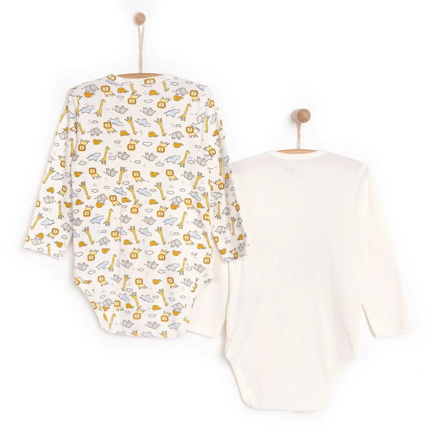 HelloBaby Unisex 2-Pack Long Sleeve Body - Ecru