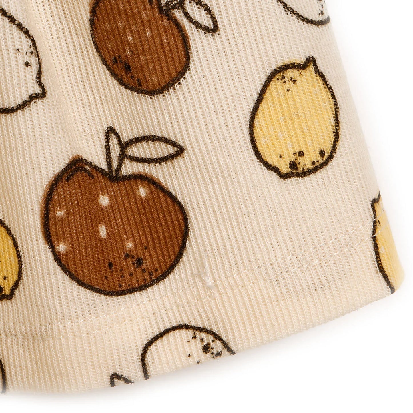 Newborn Bebbek Fruits Printed Dress - Ecru