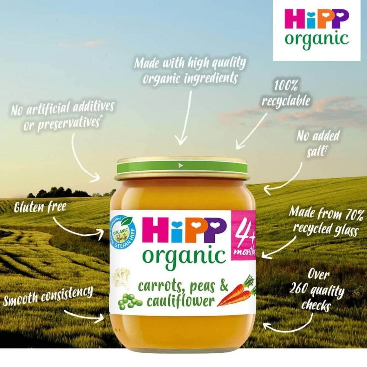 HiPP Organic Carrots Peas & Cauliflower Jar 4+ months 125g