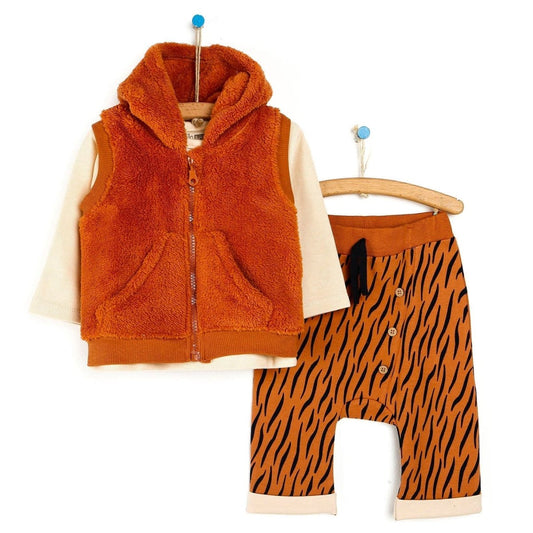 HelloBaby Sweatshirt-Vest-Bottom - Brown