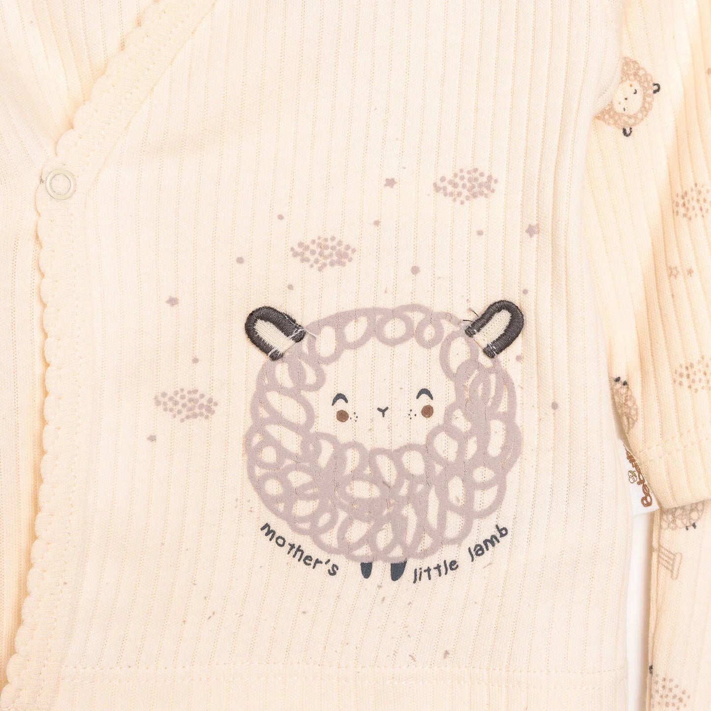 Bebetto Newborn Baby Girl Top-Footed Jumpsuit- Hat - Ecru