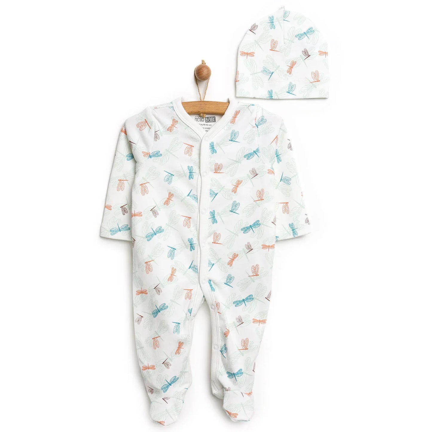 HelloBaby Footed Jumpsuit with Hat - Green