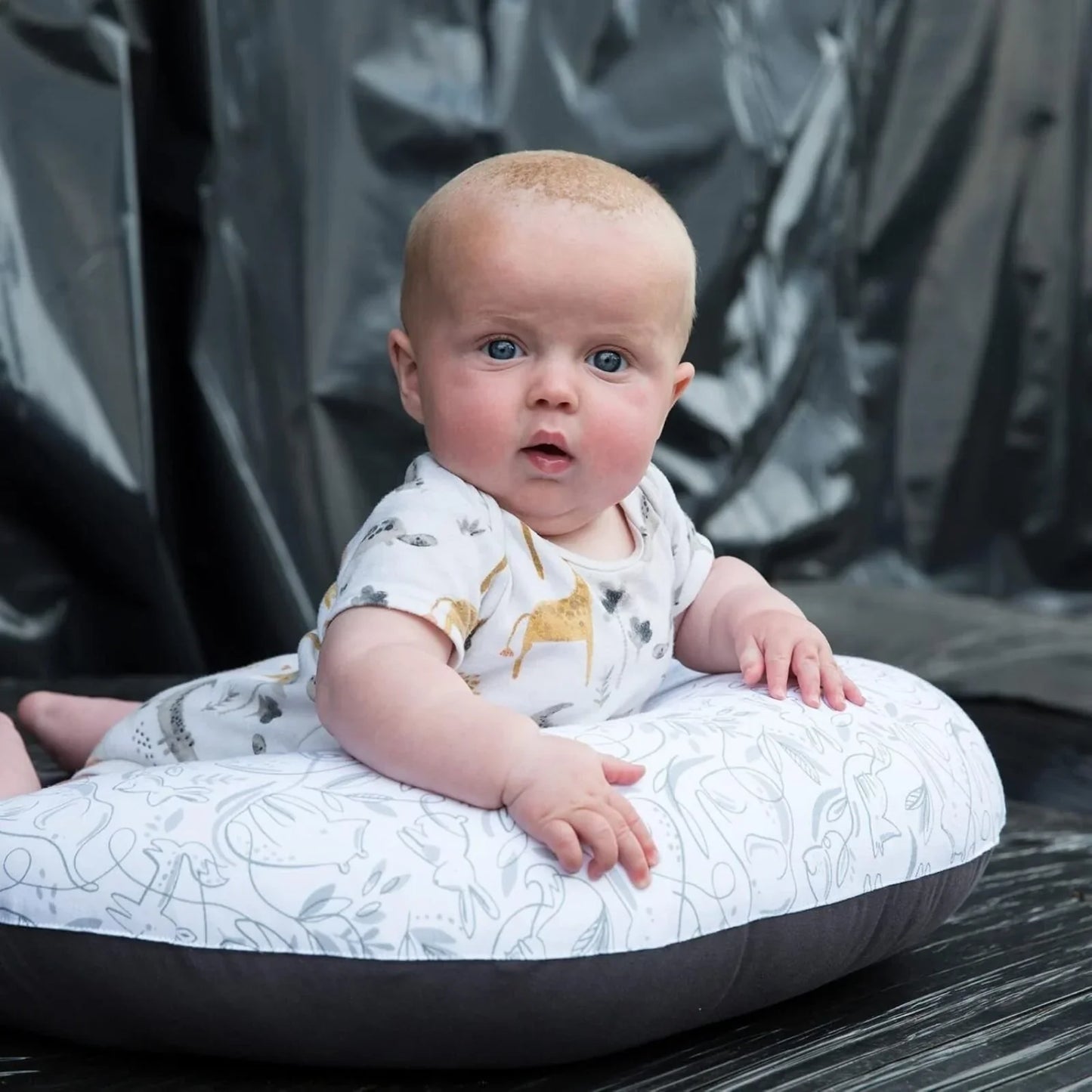 Hippychick Feeding Pillow - Animal Friends Grey