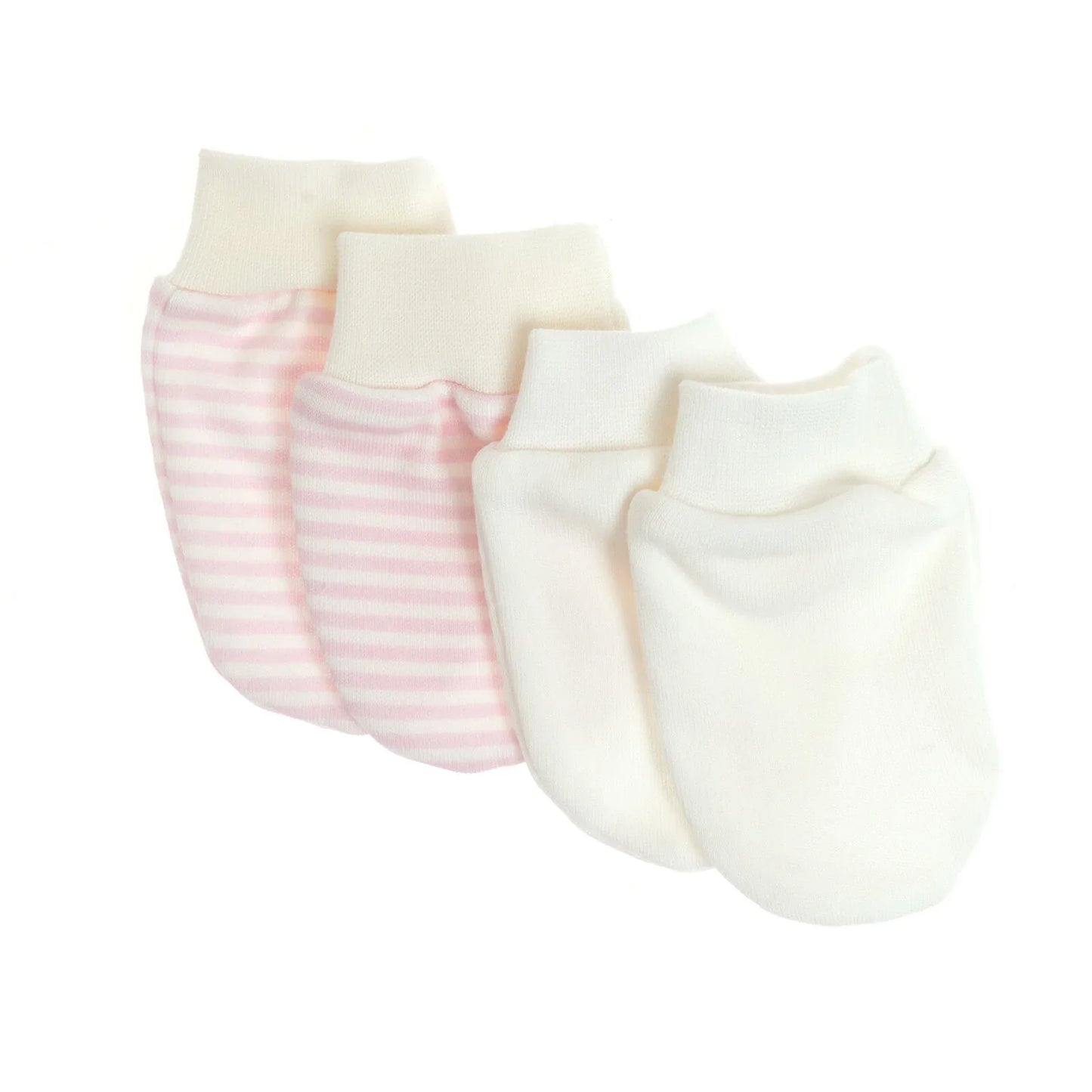 HelloBaby Newborn Striped-Straight Mittens - Pink