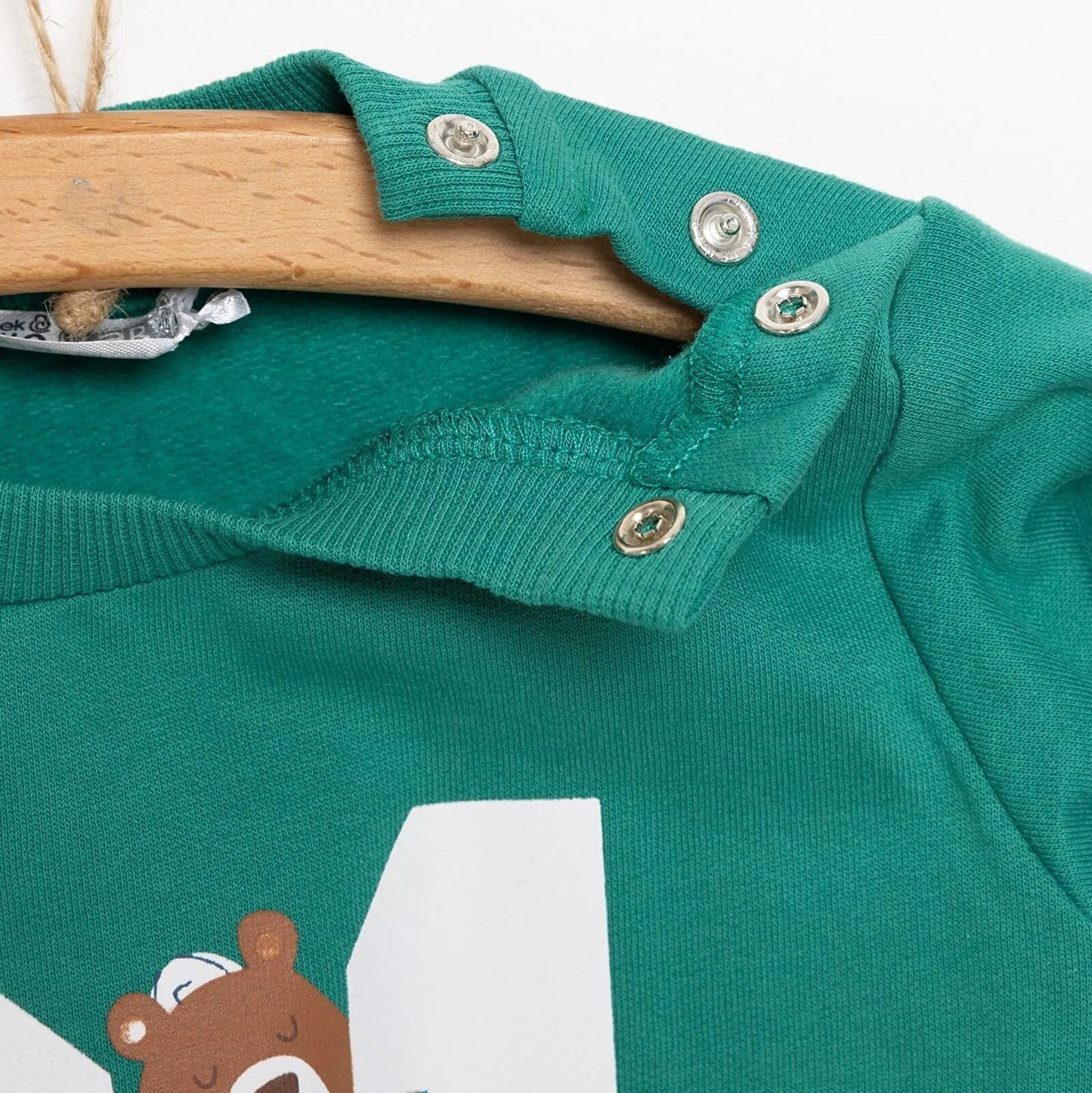 HelloBaby Basic Boy Low Raised  Bear Printed Sweatshirt - Dark Green
