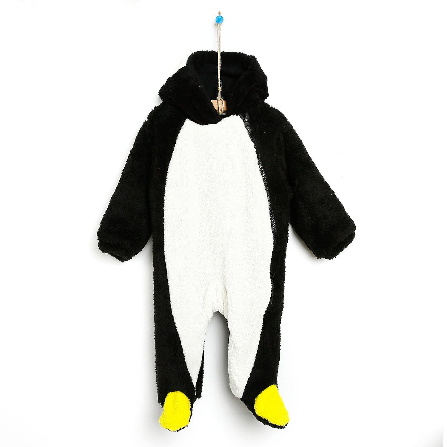 Midimod Newborn Welsoft Penguin Footed Jumpsuit - Black