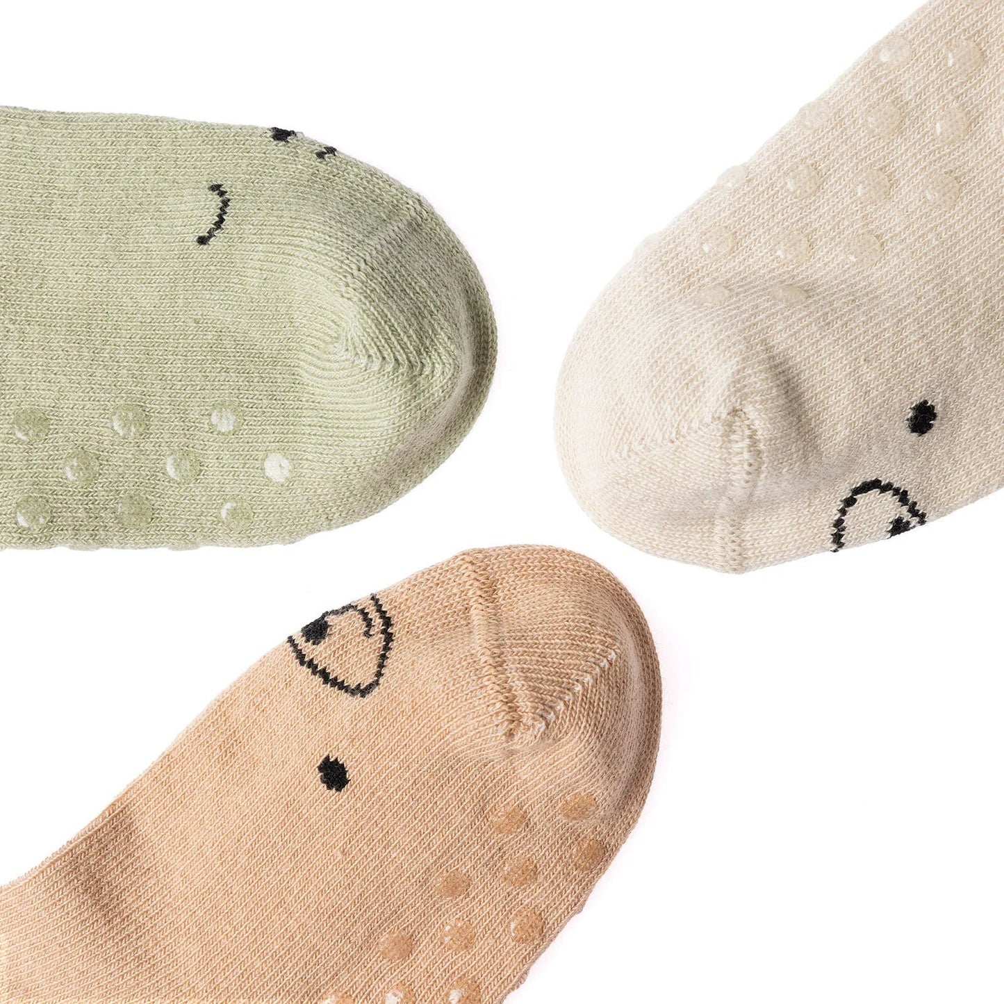 HelloBaby Boy Non-Slip Baby Socks 3 Pack - Beige