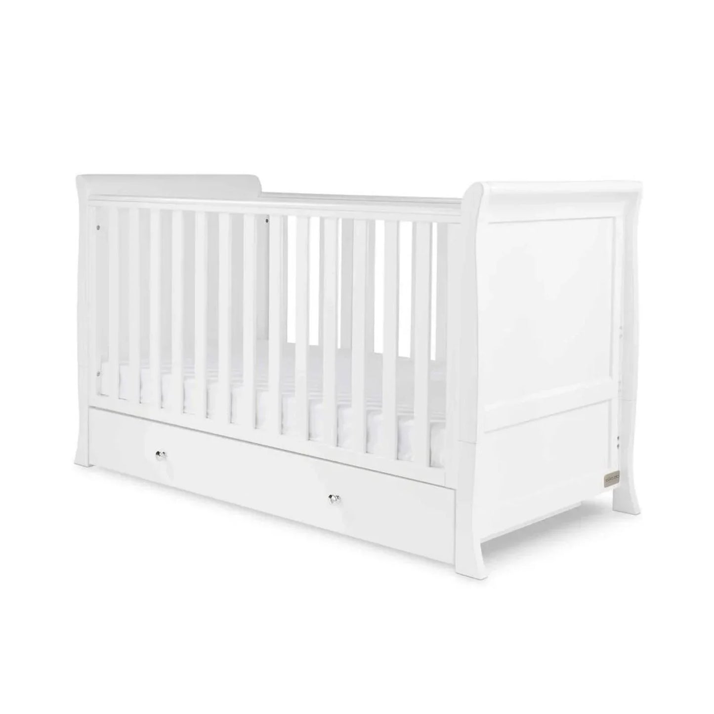 Ickle Bubba Snowdon Classic Cot Bed White - Premium Sprung Mattress