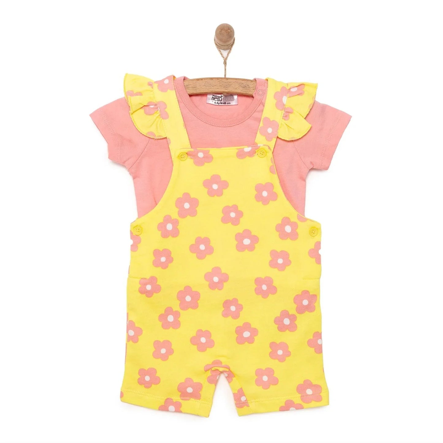 HelloBaby Girl Flowers Patterned Overall - Salmon