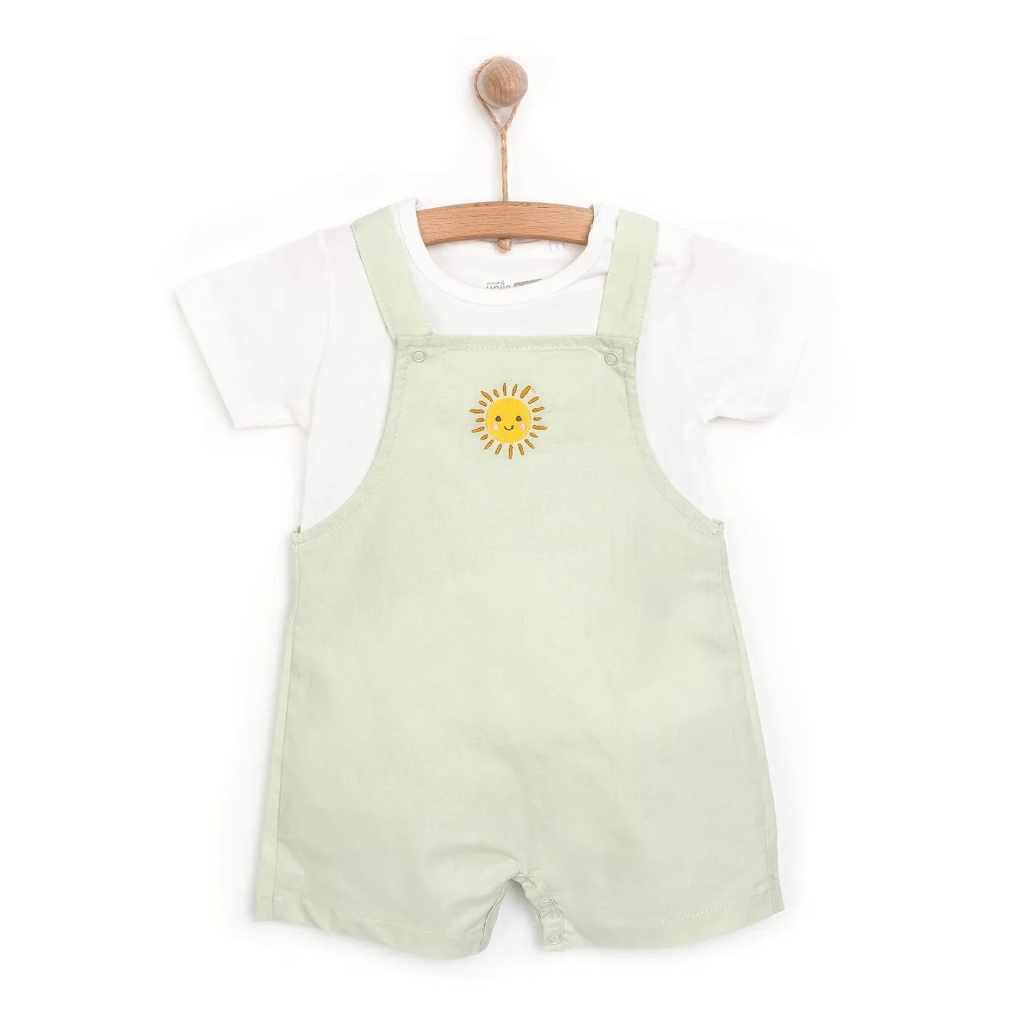 HelloBaby Girl Overall Shorts & T-shirt - Green