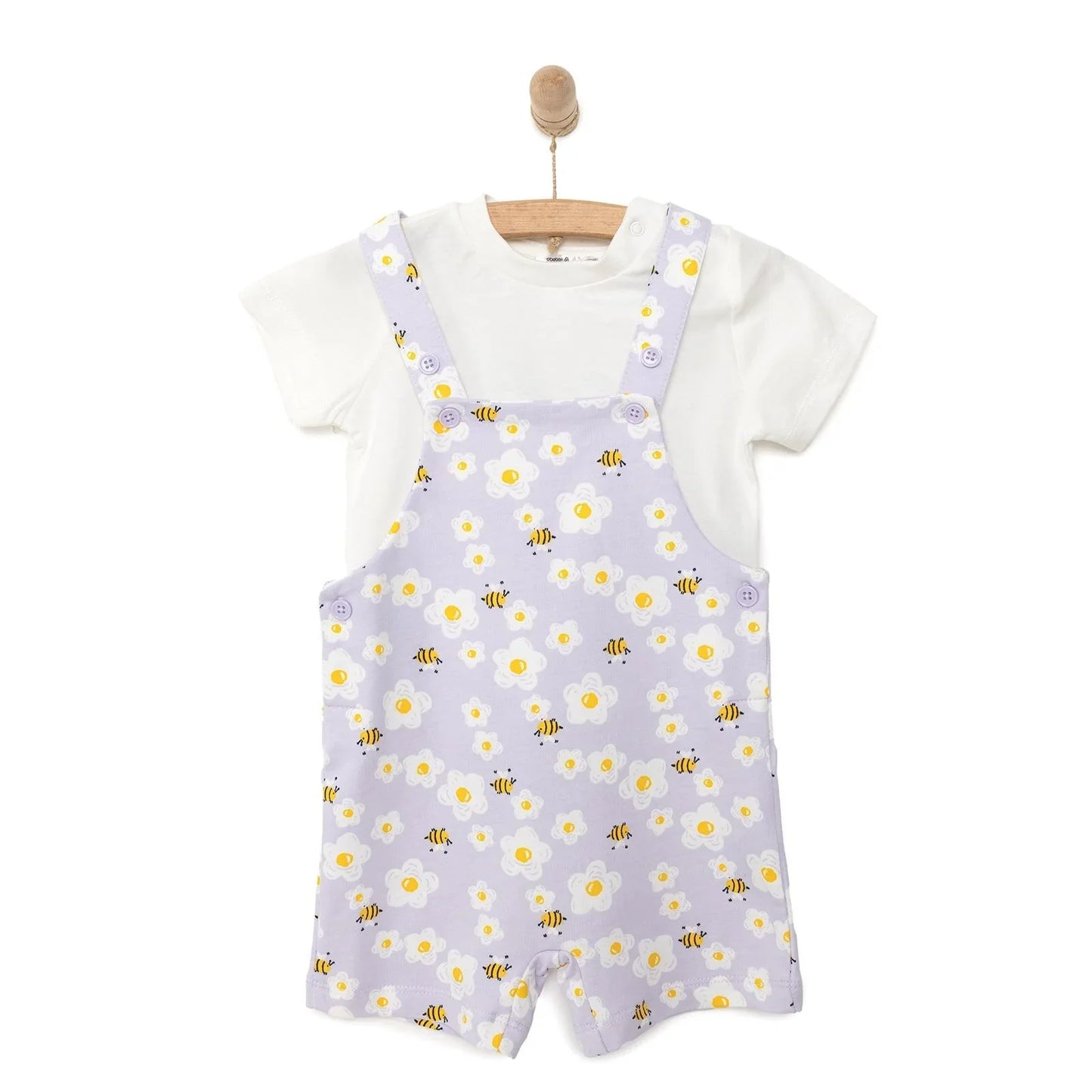 HelloBaby Girl Overall Shorts & T-shirt - White