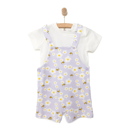 HelloBaby Girl Overall Shorts & T-shirt - White