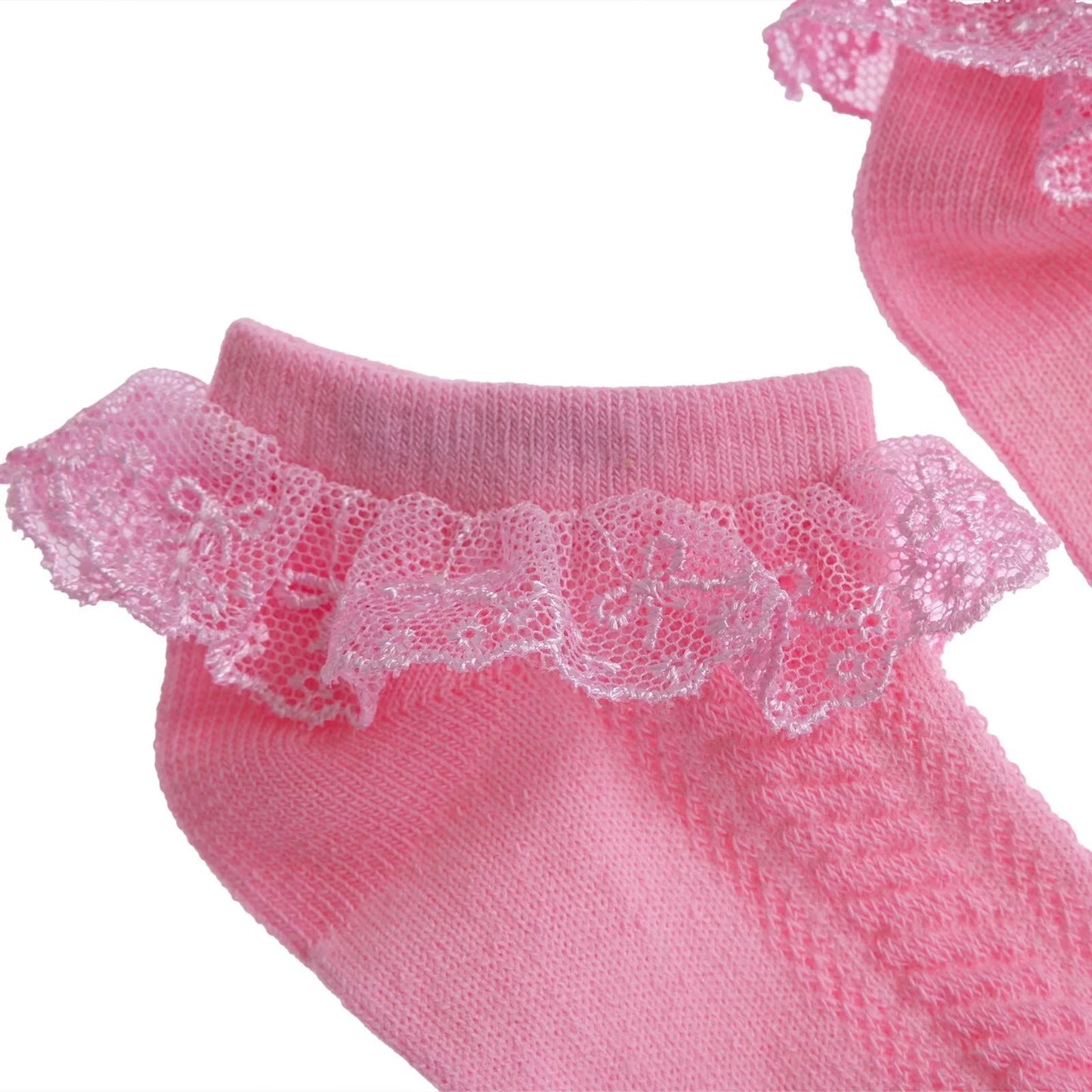 HelloBaby Girl Socks with Lace - Pink