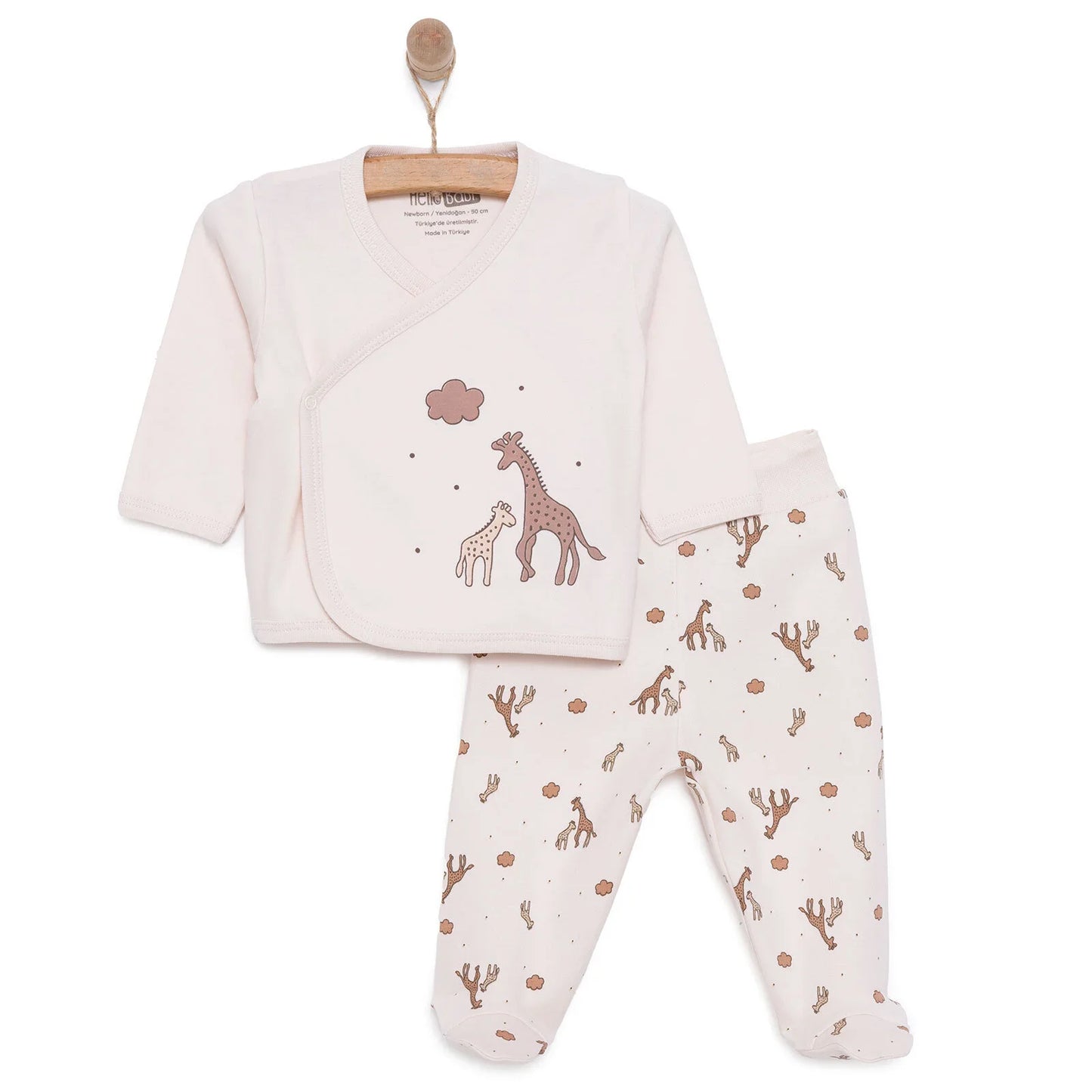 HelloBaby Unisex Wrapover Top-Footed Bottom - Beige