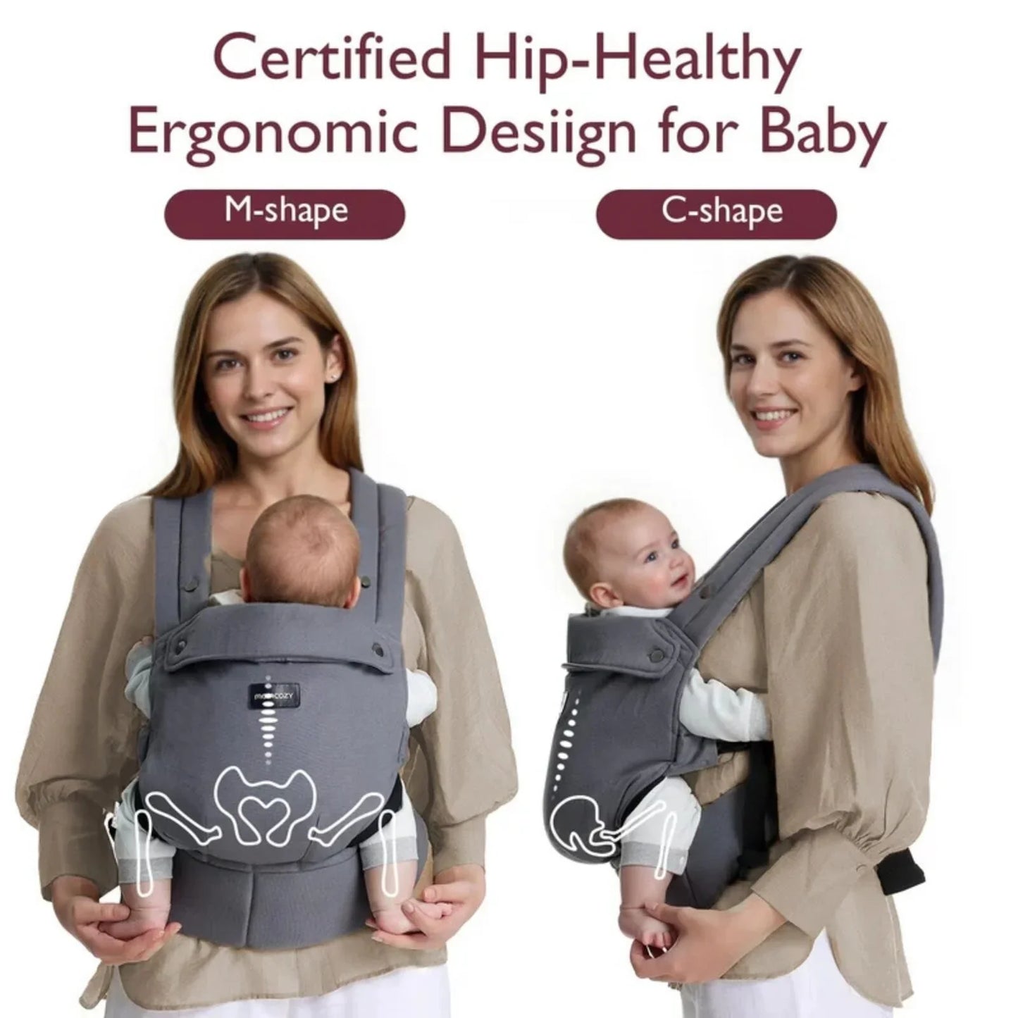 Momcozy Baby Carrier Newborn to Toddler Cotton - Grey