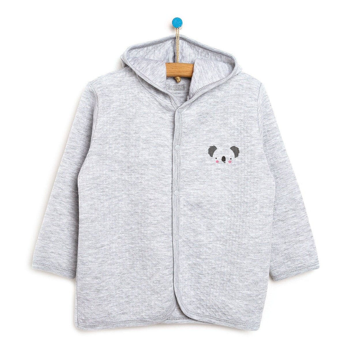 HelloBaby Basic Baby Boy Quilted Hooded - Grey Melange
