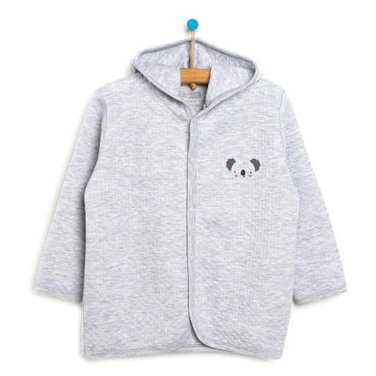 HelloBaby Basic Baby Boy Quilted Hooded - Grey Melange