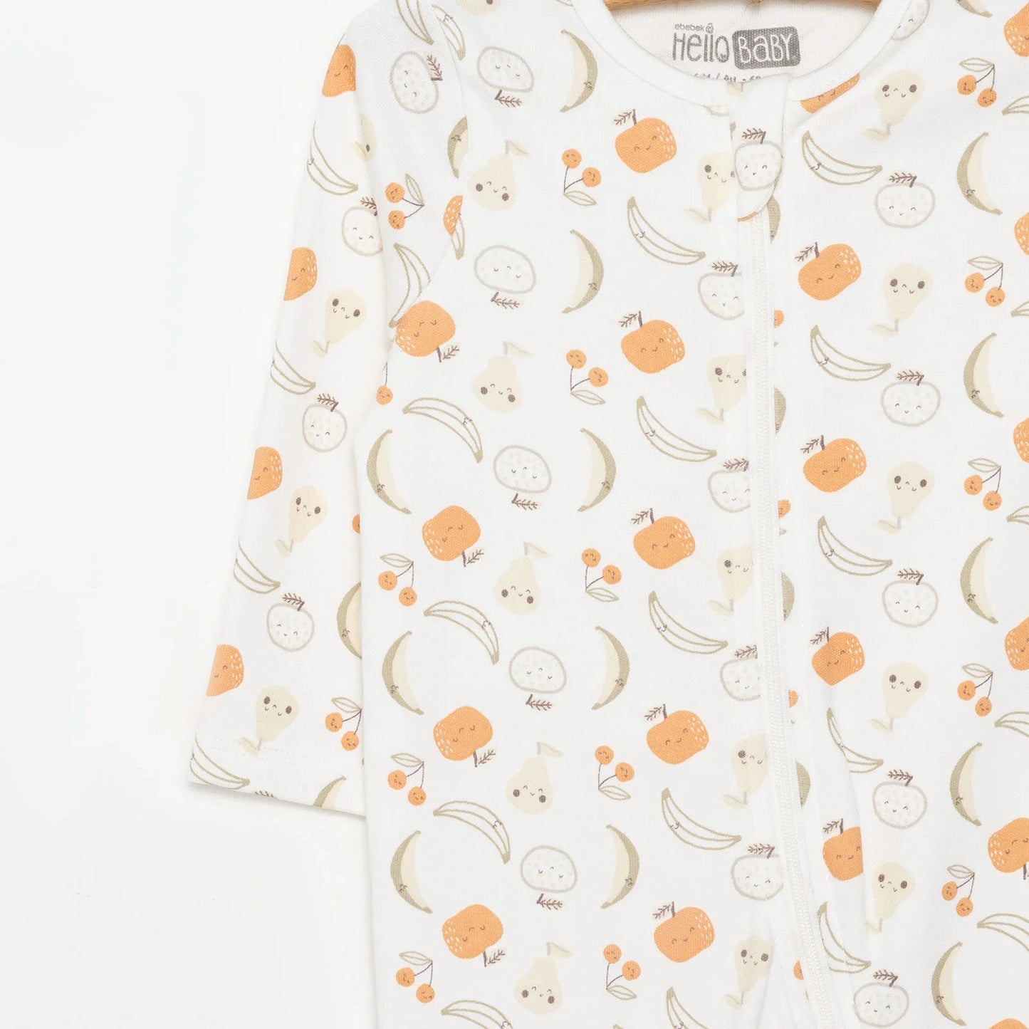 HelloBaby Newborn Girl Organic Footed Jumpsuit - Ecru