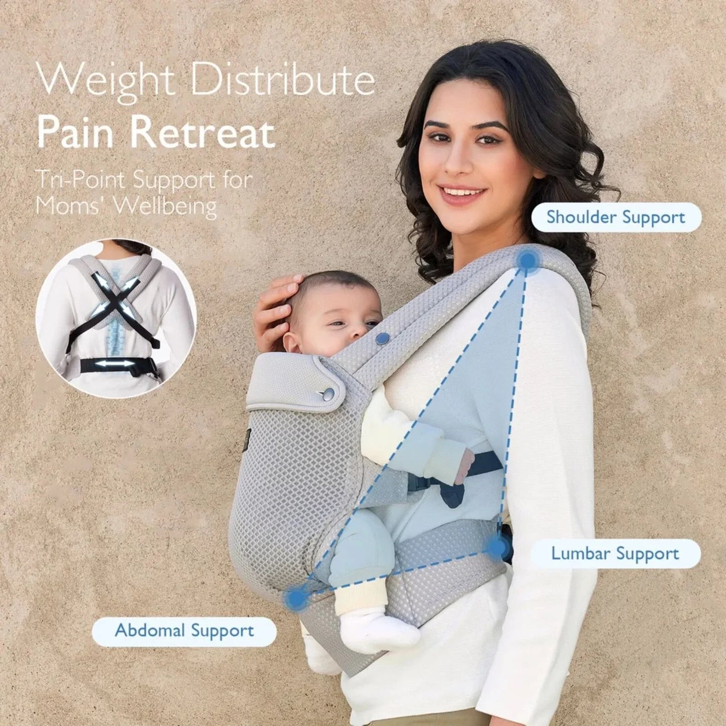 Momcozy Baby Carrier Newborn to Toddler Air Mesh - Grey