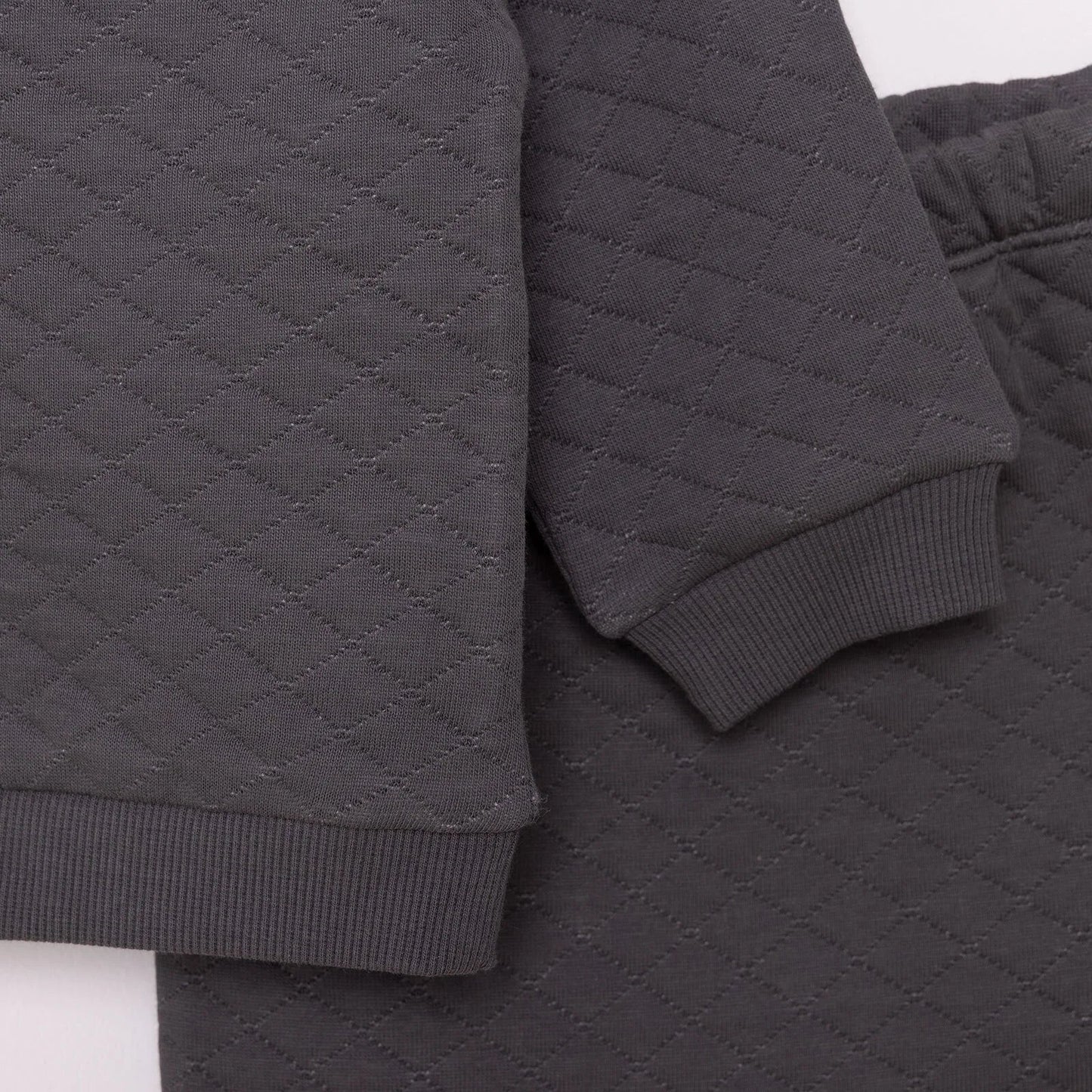 HelloBaby Newborn Quilted Sweatshirt-Footed Bottom - Charcoal