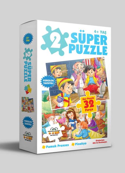 2 Süper Puzzle - Pamuk Prenses - Pinokyo 4+ Yaş – Kolektif – 0-6 Yaş Yayınları – kitap kapağı