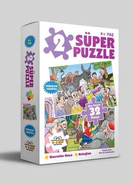 2 Süper Puzzle - Nasrettin Hoca Keloğlan +4 Yaş – Kolektif – 0-6 Yaş Yayınları – kitap kapağı
