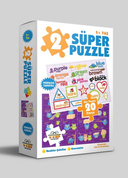 2 Süper Puzzle - Renkler - Şekiller - Kavramlar 2+ Yaş – Kolektif – 0-6 Yaş Yayınları – kitap kapağı